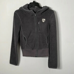 American Eagle Outfitters Gray Fleece Full Zip Hooded Jacket